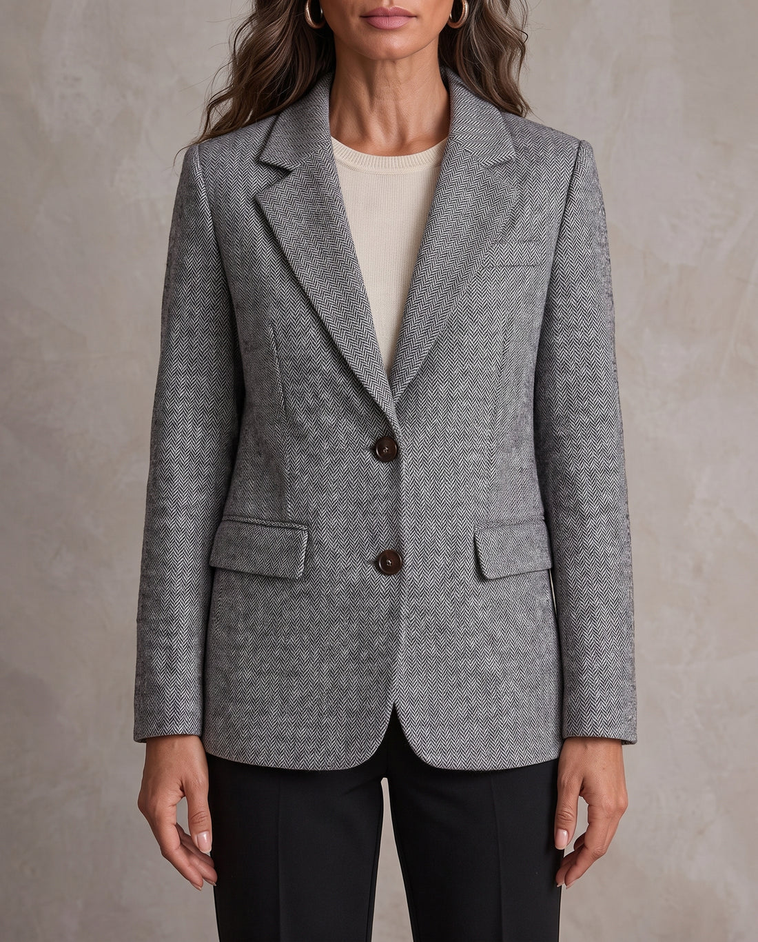 Lucía | Blazer gris de espiga