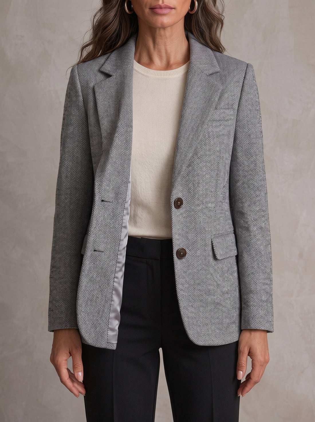 Lucía | Blazer gris de espiga
